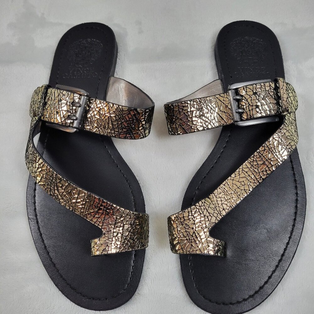 Vince Camuto Tranell Metallic Sandal (worn once) in Steel/Zeus - Size 9 M